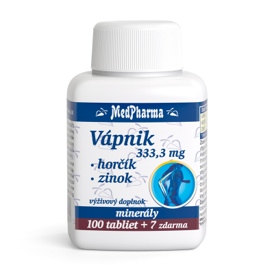 Vápnik 333,3 mg + Horčík + Zinok 107tbl