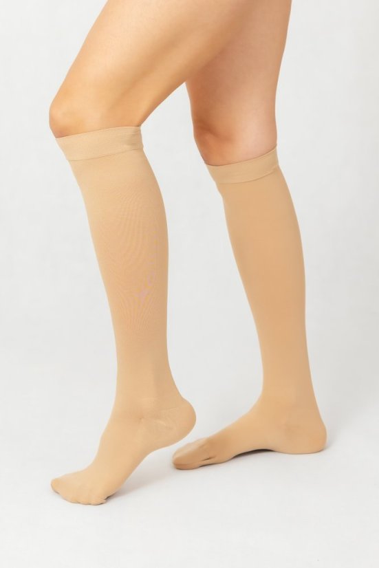 Kompresívne zdravotné podkolienky, farba béžová