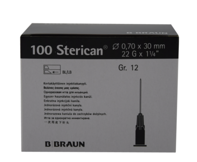 Ihla jednorázová čierna 0,7x30mm 100ks