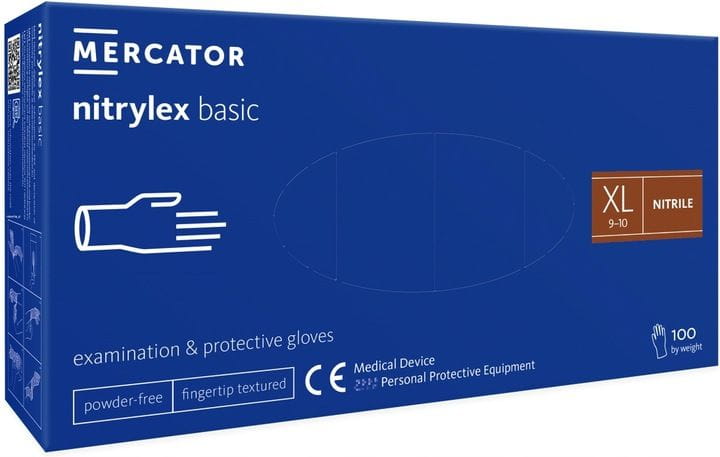 Rukavice nitrilové nepúdrované nesterilné veľ. XL 100ks