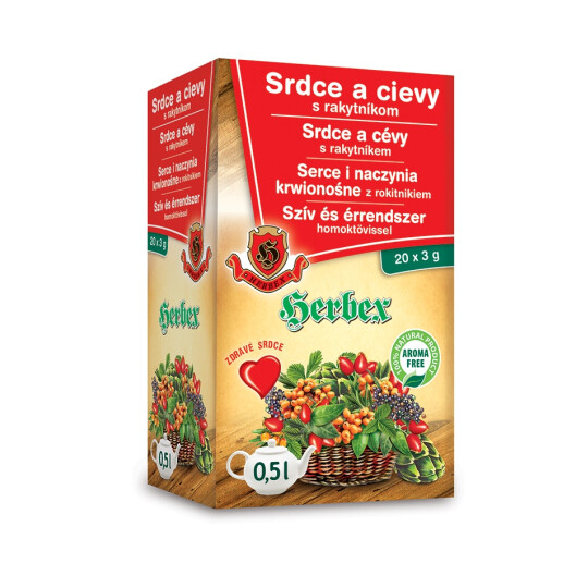 Srdce a cievy s rakytníkom - bylinná zmes 20x3 g