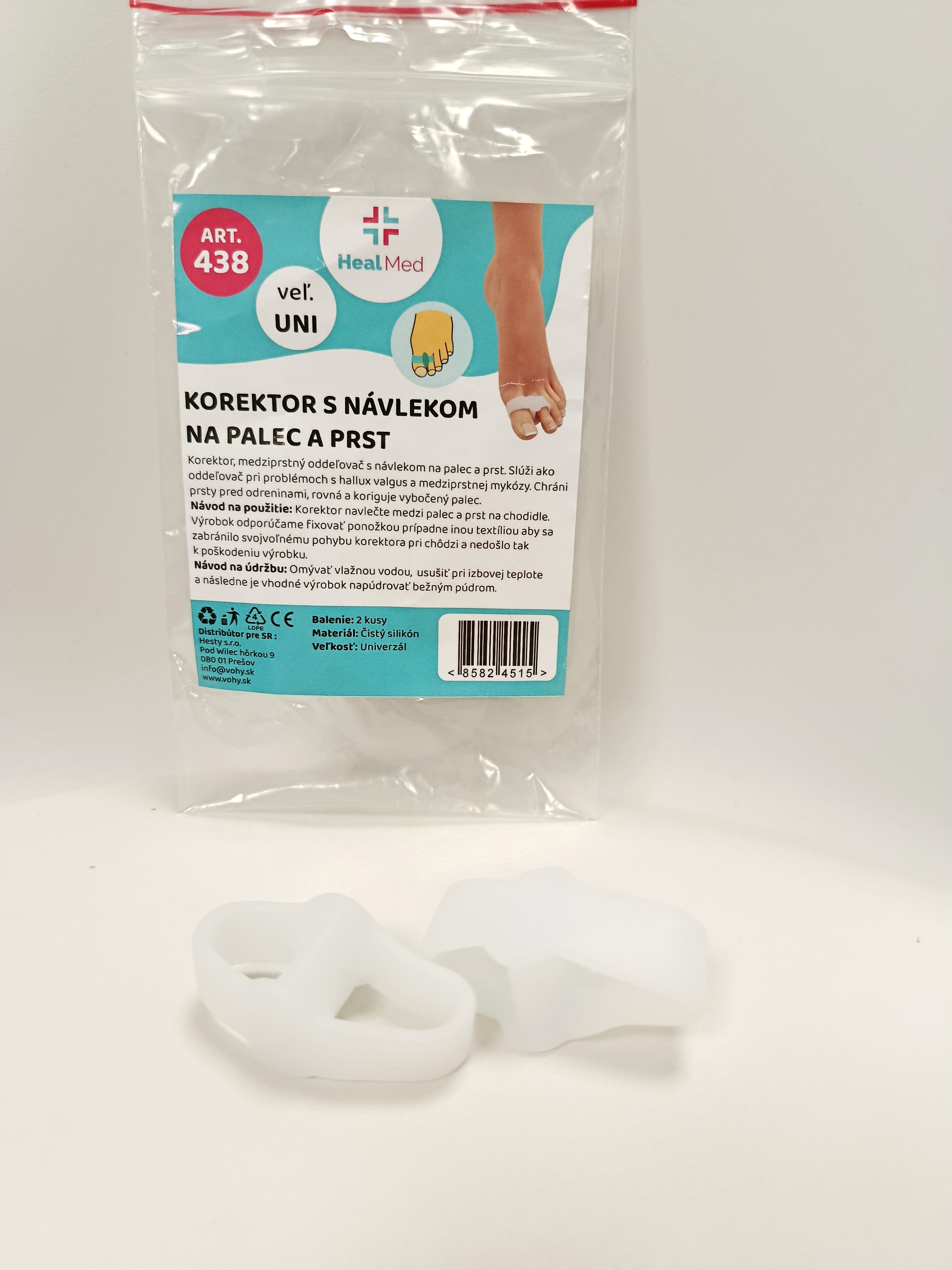 Korektor Hallux valgus s návlekom na prst a palec - 2ks