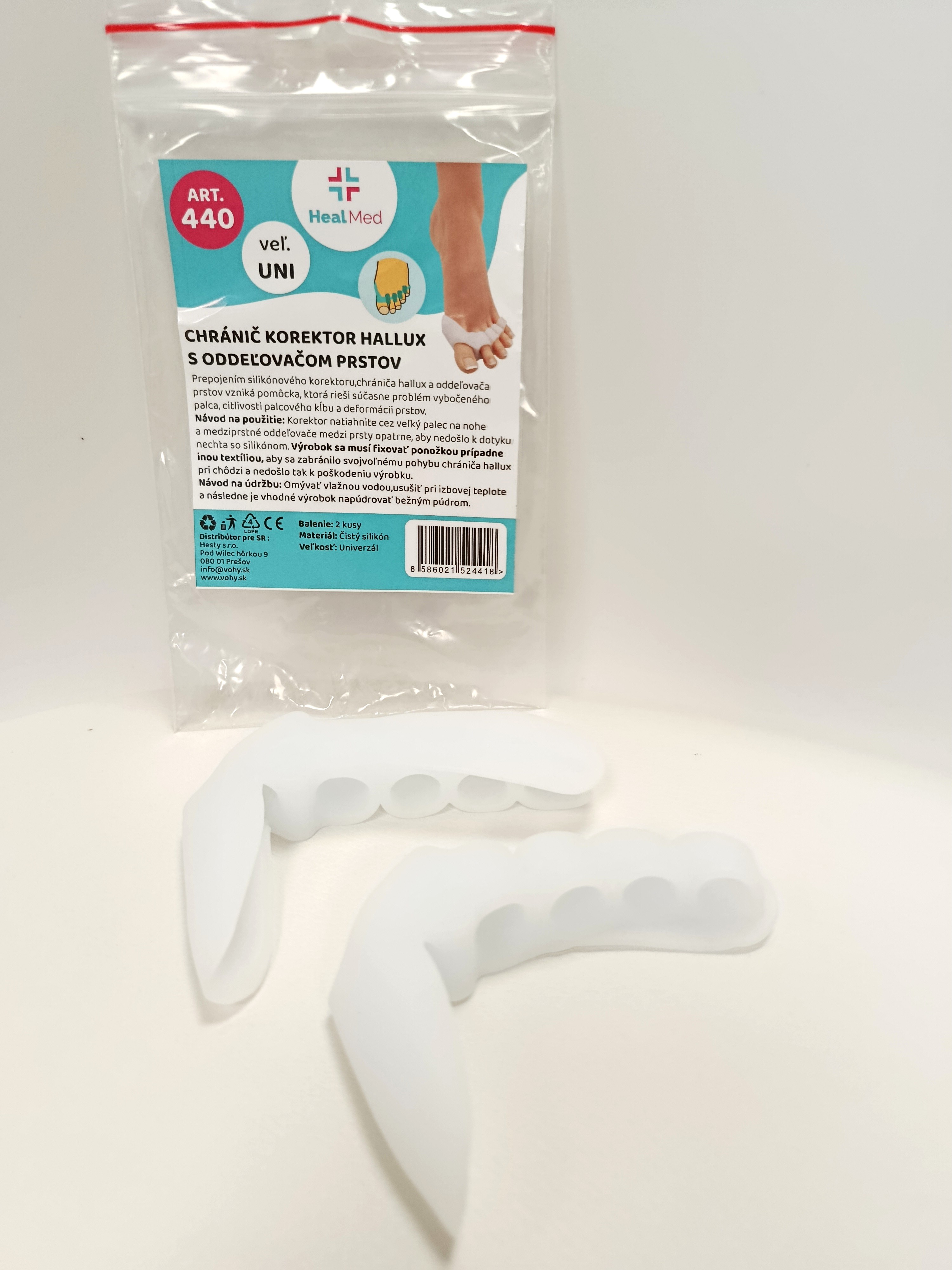 Chránič korektor Hallux s medziprstným oddeľovačom - 2ks