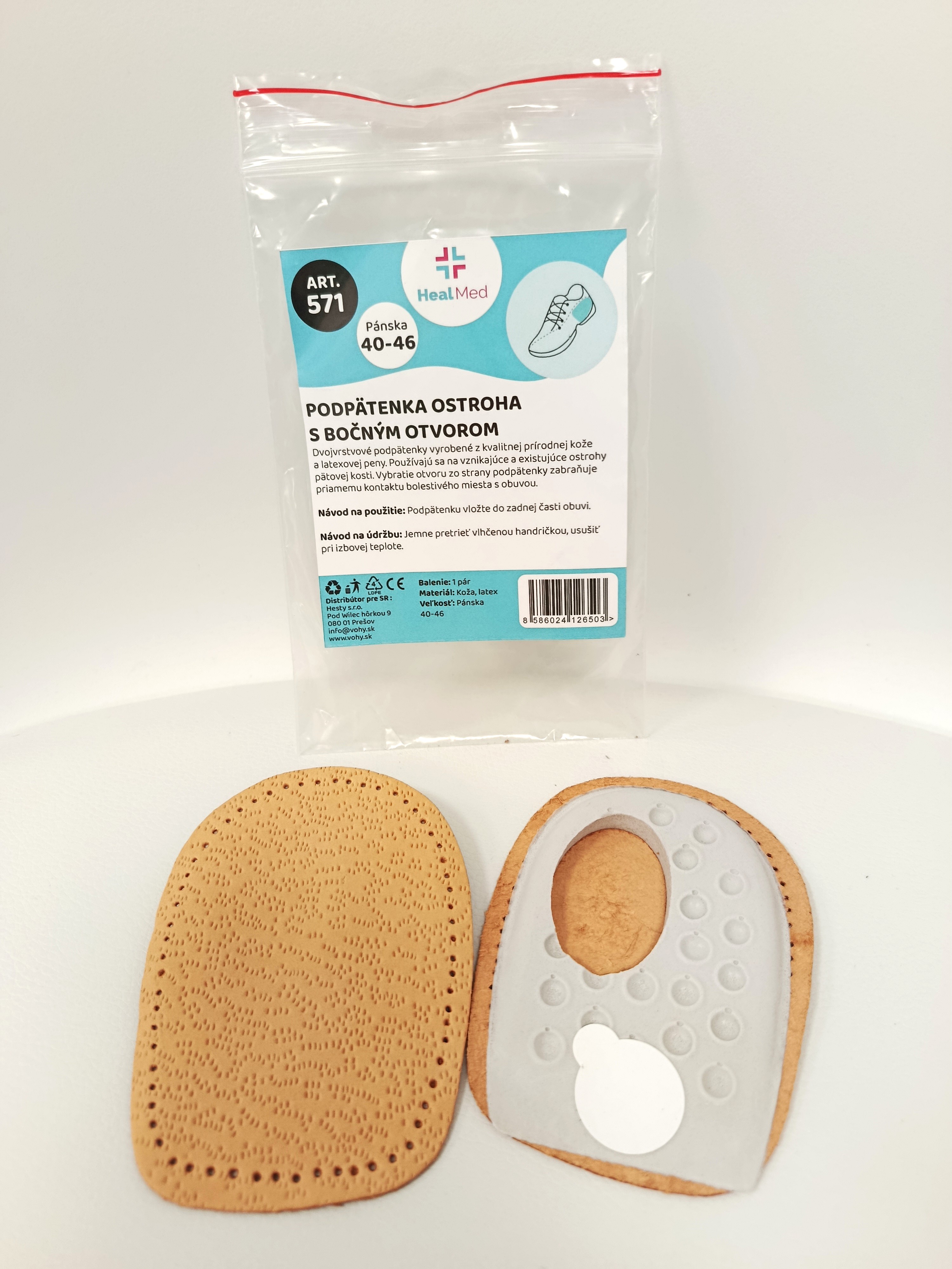 Podpätenka ostroha s bočným otvorom, pánska - 1 pár