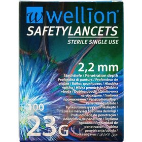 Wellion SAFETY LANCETS 23G, 100 ks